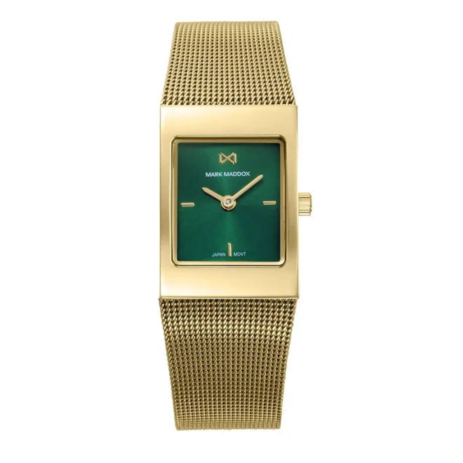 Reloj Mark Maddox mujer malla milanesa IP dorado esfera verde - MM0145-67