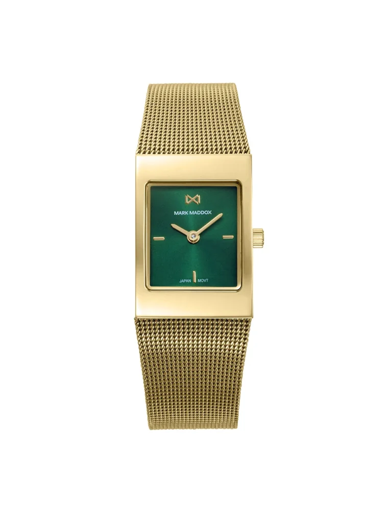 Reloj Mark Maddox mujer malla milanesa IP dorado esfera verde - MM0145-67