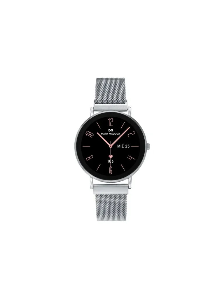 Smartwatch Mark Maddox Smart Now mujer malla milanesa plateado esfera negra - MS2002-80